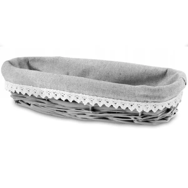 Affek Design HIWD1884 Prútený košík na chlieb, pečivo, príbor, šedý, 26x10x6cm