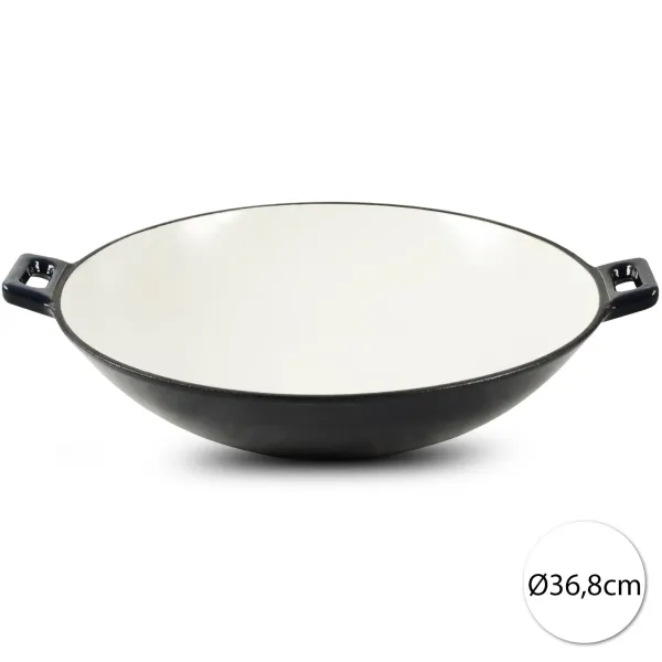 Perfect Home 28067 Liatinová WOK panvica so smaltovaným povrchom 36,8 cm, čierna