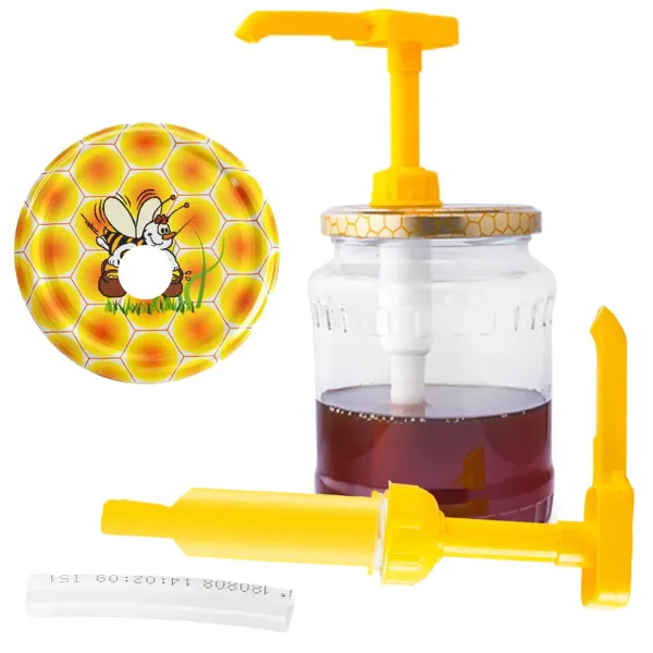 Royal Kitchen RK-1051 Dávkovač medu s viečkom 8,5 cm, pre zaváraninové poháre 0,7 L/1 kg, žltá