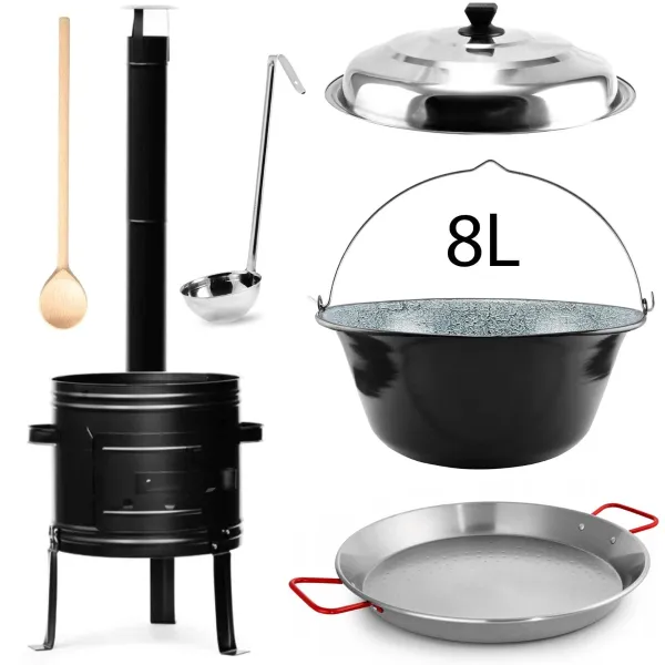 Perfect Home Pael-Set-67 Kotlíková súprava 8L, 6ks – kotlina/kotlík/pokrievka/varecha/naberačka/paella panvica