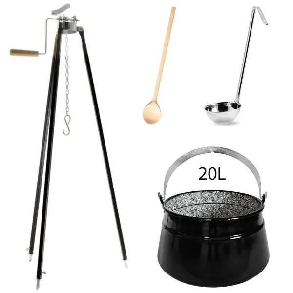 Perfect Home Kotlík s trojnožkou, varechou, naberačkou, 20L, 4ks, Set-117