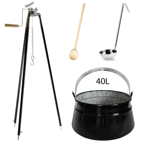 Perfect Home Kotlík s trojnožkou, varečkou, naberačkou, 40L, 4ks, Set-120