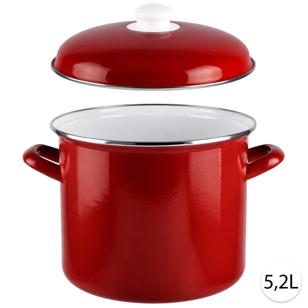 Perfect Home Smaltovaný hrniec 5,2L s pokrievkou, 22cm, červená, 15506