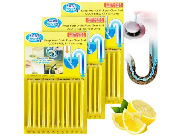 TFY SANI-STICK-Lem312 Tyčinky na čistenie odpadu, 3x12ks, CITRÓN