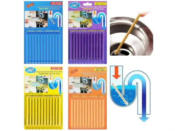 TFY SANI-STICK-Mix4 Tyčinky na čistenie odpadu, 4x12ks