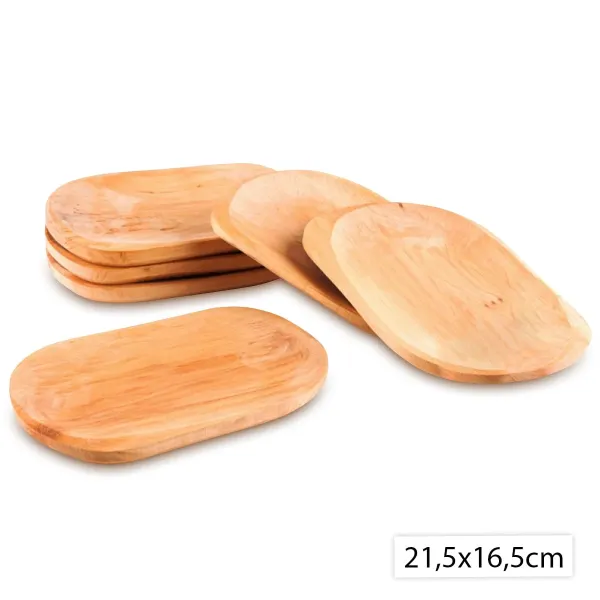 Súprava drevených misiek 6ks, 21,5x16,5cm, Perfect Home 7869