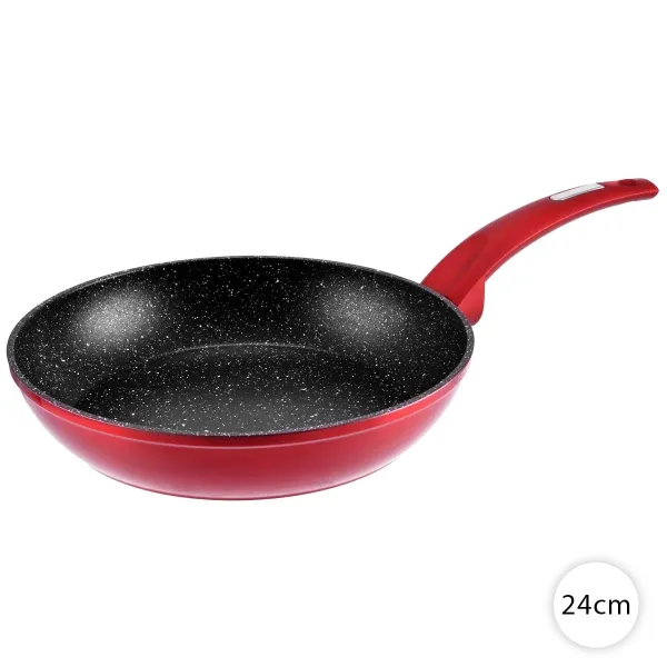 Panvica 24cm na indukciu nepriľnavá, granit Metal Red, Perfect Home 10403