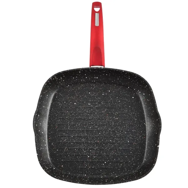 Grilovacia panvica 28×28 cm na indukciu, granit, nepriľnavá Metal Red, Perfect Home 14414