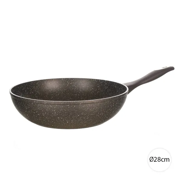 BANQUET Hlboká panvica Wok 28cm, PREMIUM hnedá granitová (mramorová), 85903