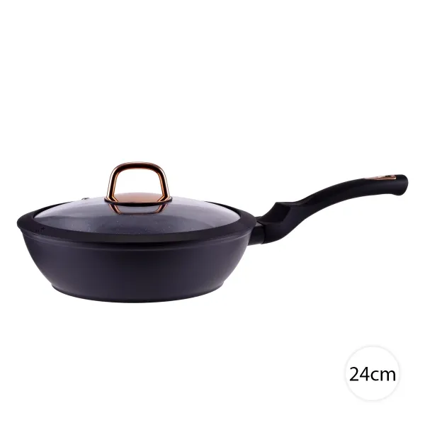 Perfect Home Granitová hlboká wok panvica na indukciu s pokrievkou 24cm Golden Line, 10487