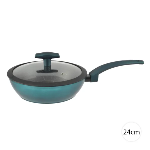 Perfect Home Granitová hlboká wok panvica na indukciu s pokrievkou 24cm Sea Line, 15621
