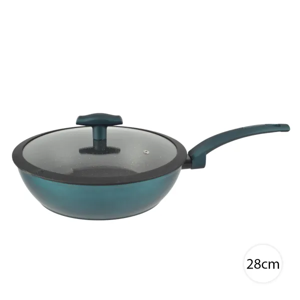 Perfect Home Granitová hlboká wok panvica na indukciu s pokrievkou 28cm Sea Line, 15811