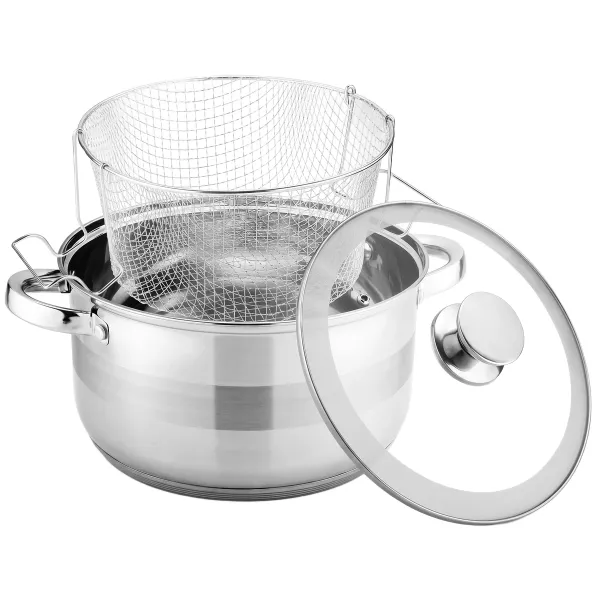 Royal Kitchen Nerezový fritovací hrniec so sitkom a pokrievkou 6,5L, 34471