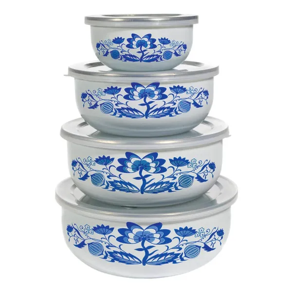 BANQUET Smaltované misky s plastovým vekom 4 ks, 47723