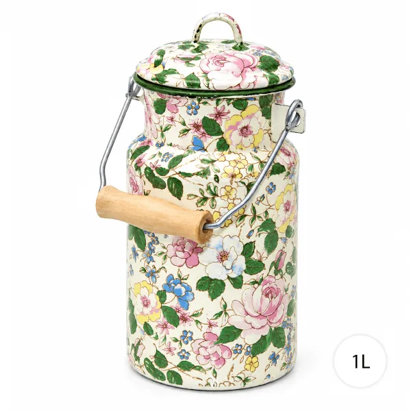 Royal Kitchen Smaltovaná kanvica na mlieko, polievku, tekutiny 1L, kvety, 27704