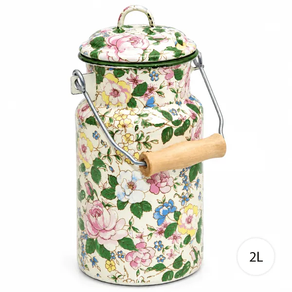 Royal Kitchen Smaltovaná kanvica na mlieko, polievku, tekutiny 2L, kvety,  27070