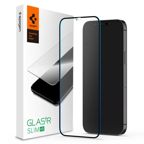 Spigen Glas.tR Slim ochranné sklo na - iPhone 12 / 12 pro - čierny