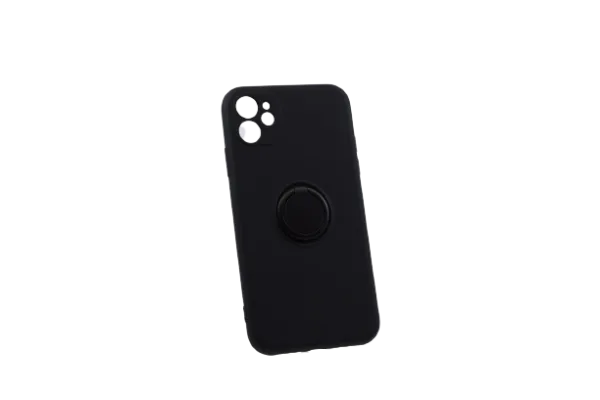 Bomba Mäkký silikónový obal s krúžkom pre iPhone - čierny Model iPhone: iPhone 11