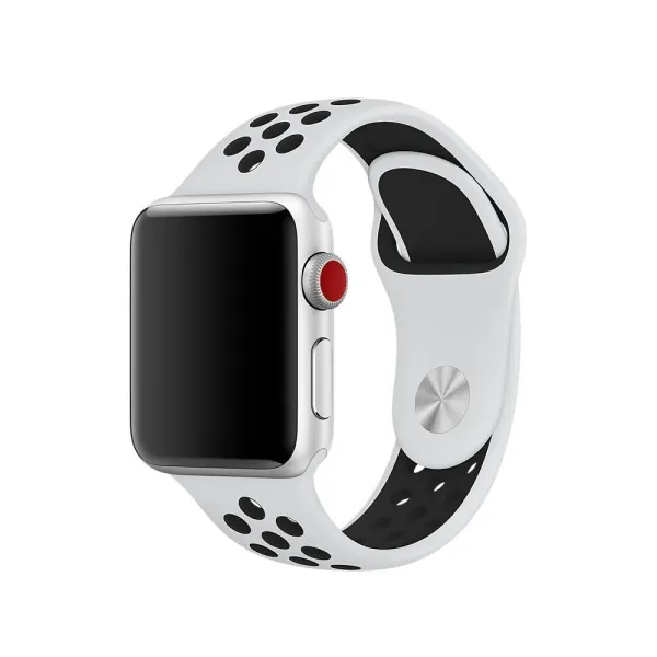 Bomba Športový silikónový remienok pre Apple Watch Veľkosť ciferníka Apple watch: 42/44/45mm, Farba remienku: Biela - čierna