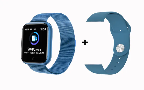 Bomba Smart hodinky s kovovým + silikonovým remienkom v baleni T80S Farba: Modrá