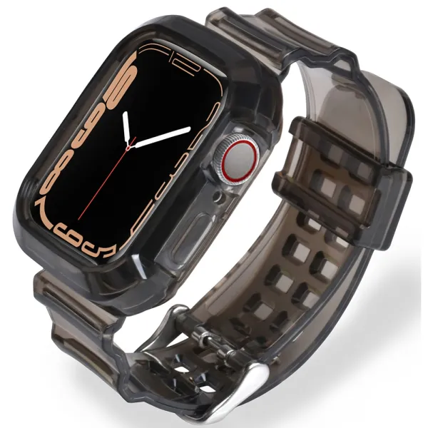 Bomba Silikónový remienok s ochranným púzdrom pre Apple Watch Farba: Čierna, Veľkosť ciferníka Apple watch: 42/44/45mm