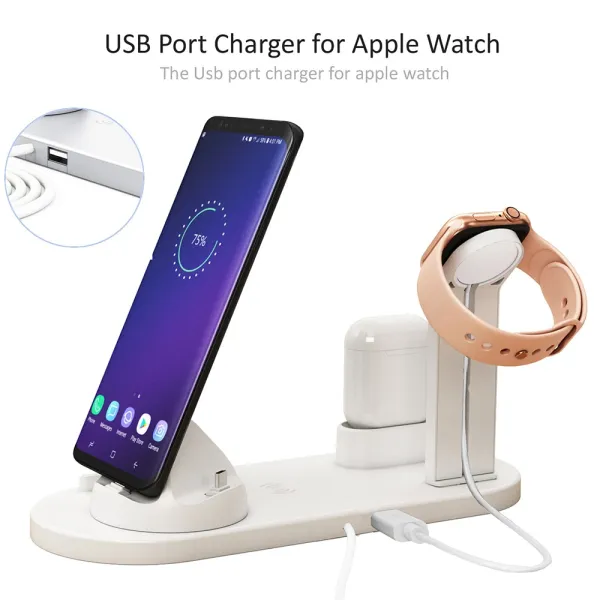 Bomba 6v1 Qi Multifunkčný PowerStation iPhone | Watch | AirPods - čierny/biely Farba: Biela