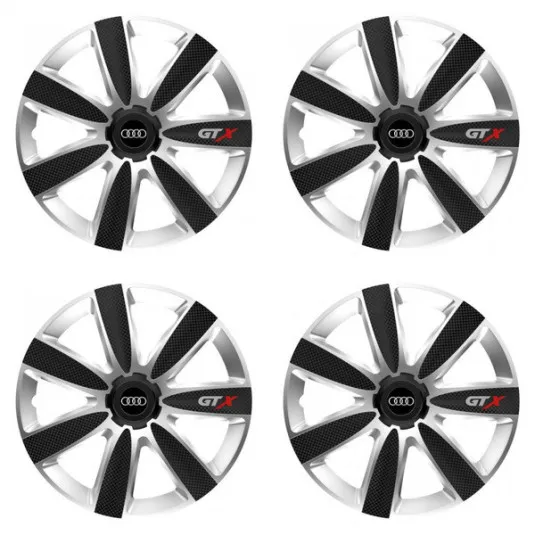Puklice pre Audi 16 GTX CARBON silver/black