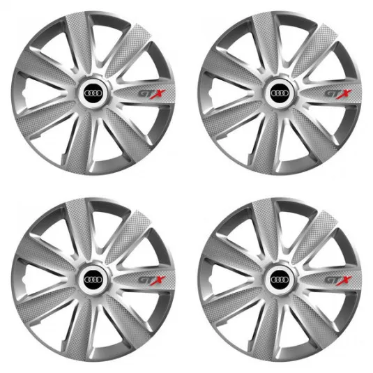 Puklice pre Audi 16 GTX CARBON silver