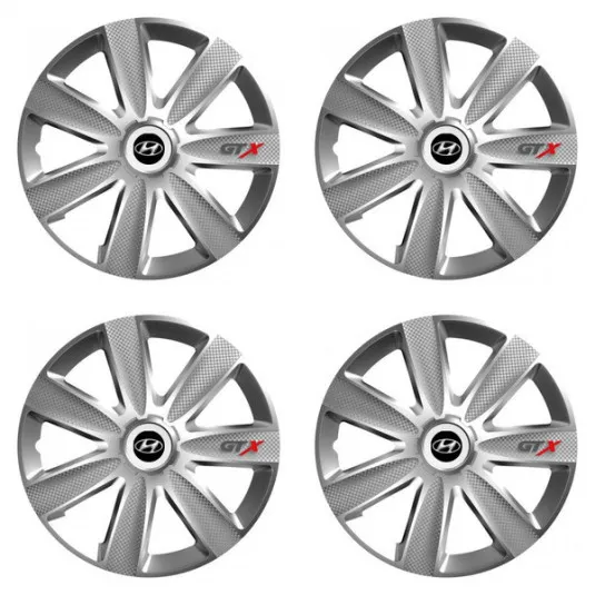 Puklice pre Hyundai 16 GTX CARBON silver