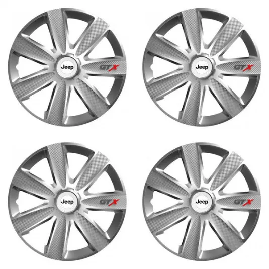 Puklice pre Jeep 15 GTX CARBON silver