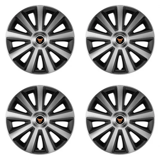 Puklice pre Cupra 15 Aviator carbon silver&black