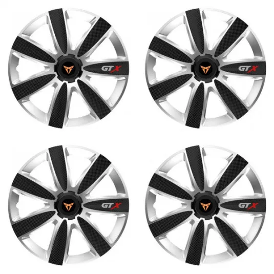 Puklice pre Cupra 16 GTX CARBON silver/black