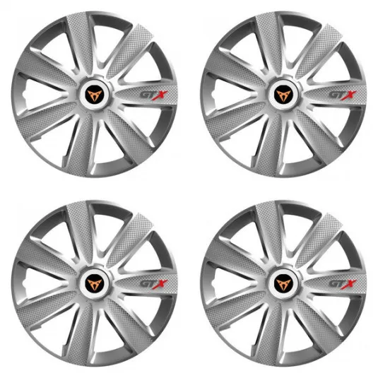 Puklice pre Cupra 16 GTX CARBON silver