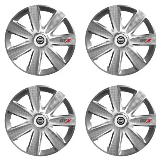 Puklice pre Nissan 15 GTX CARBON silver