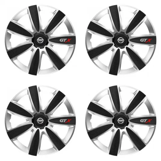 Puklice pre Nissan 16 GTX CARBON silver/black