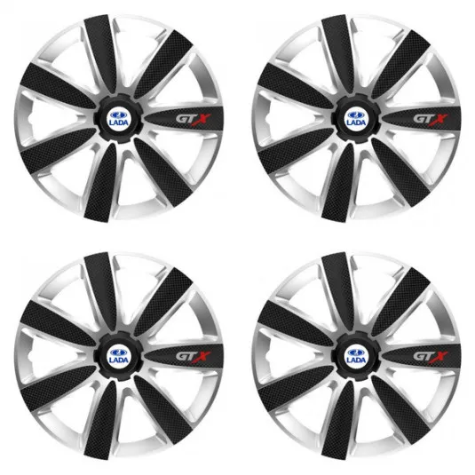 Puklice pre Lada 14 GTX CARBON silver/black