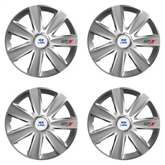 Puklice pre Lada 14 GTX CARBON silver