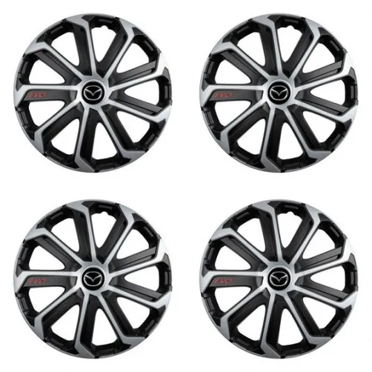 Puklice pre Mazda 15 Evo black&silver