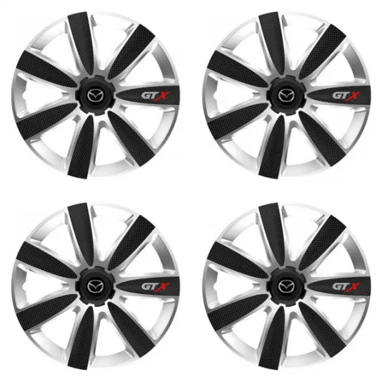 Puklice pre Mazda 16 GTX CARBON silver/black