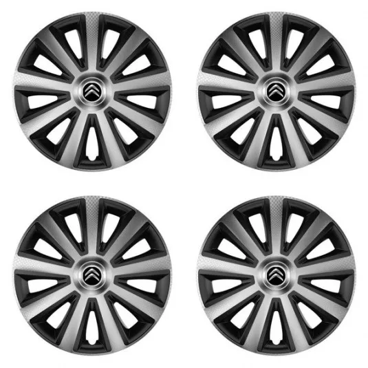 Puklice pre Citroen 15 Aviator carbon silver&black