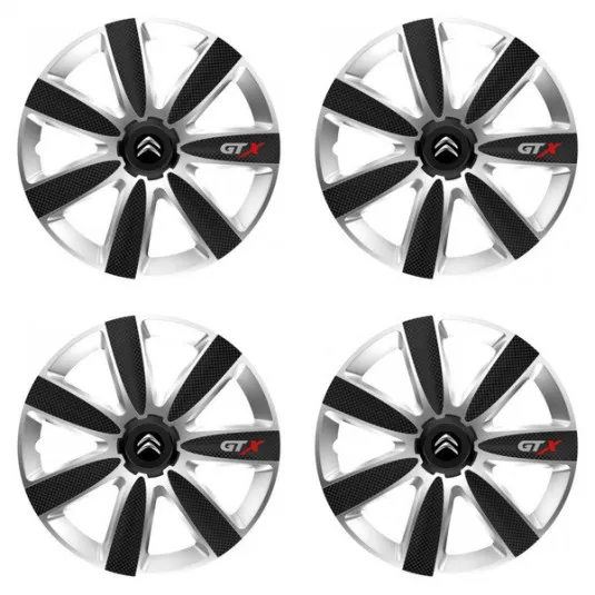 Puklice pre Citroen 16 GTX CARBON silver/black