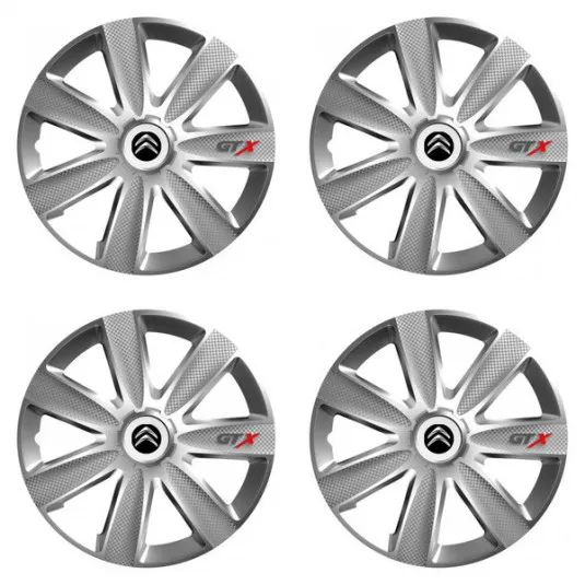 Puklice pre Citroen 16 GTX CARBON silver