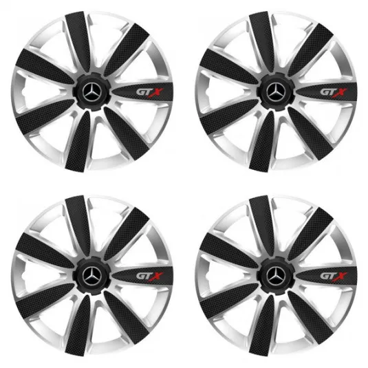 Puklice pre Mercedes 15 GTX CARBON silver/black