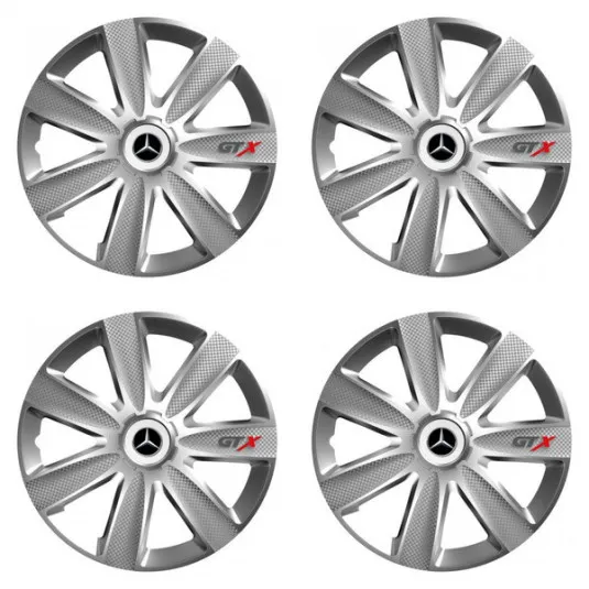 Puklice pre Mercedes 15 GTX CARBON silver