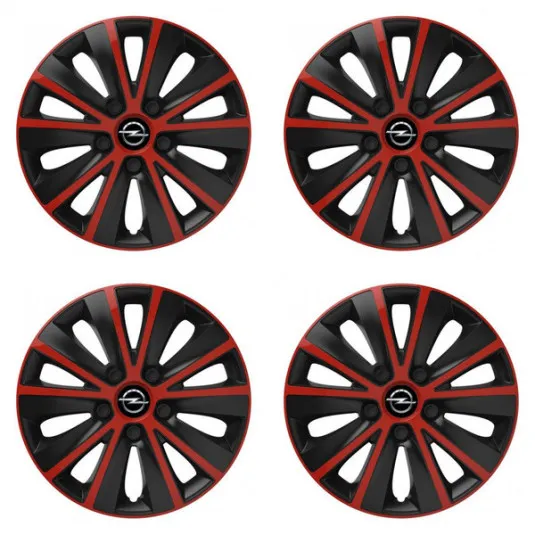 Puklice pre Opel 14 RAPIDE red and black