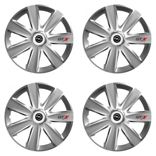 Puklice pre Opel 15 GTX CARBON silver