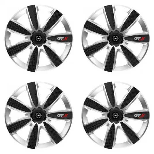 Puklice pre Opel 16 GTX CARBON silver/black