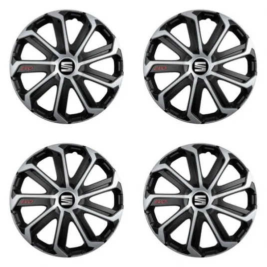 Puklice pre Seat 14 Evo black&silver