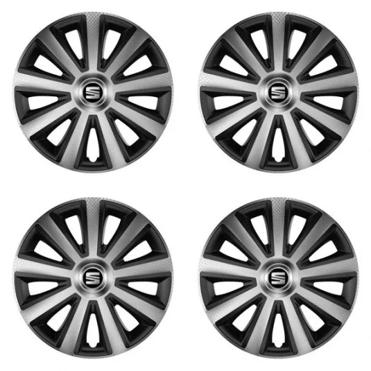 Puklice pre Seat 14 Aviator carbon silver&black