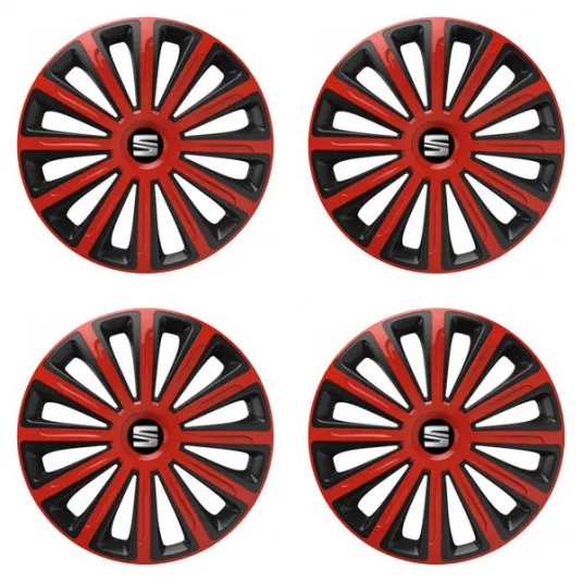 Puklice pre Seat 15 TREND red and black